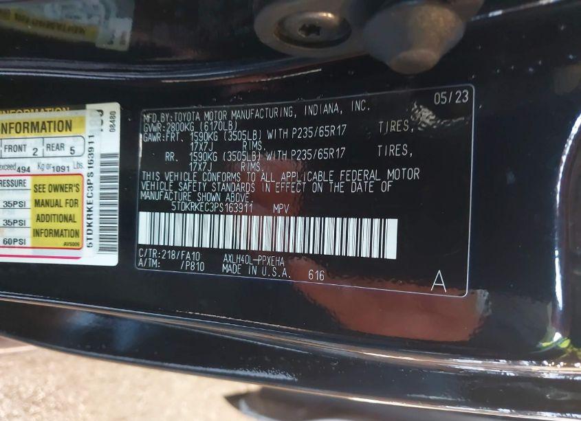 Photo 9 of 2023 Toyota Sienna LE (VIN 5TDKRKEC3PS163911)