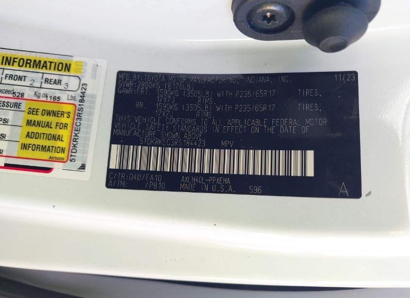 Photo 9 of 2024 Toyota Sienna LE (VIN 5TDKRKEC3RS184423)