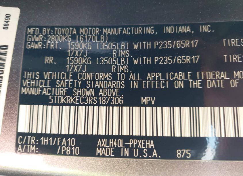 Photo 9 of 2024 Toyota Sienna LE (VIN 5TDKRKEC3RS187306)