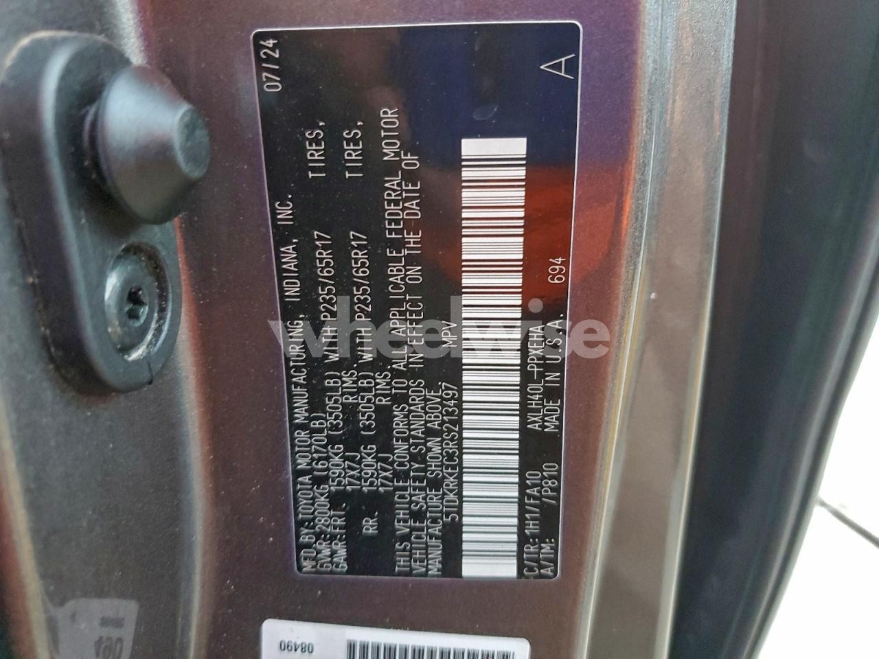Photo 14 of 2024 TOYOTA SIENNA LE (VIN 5TDKRKEC3RS213497)