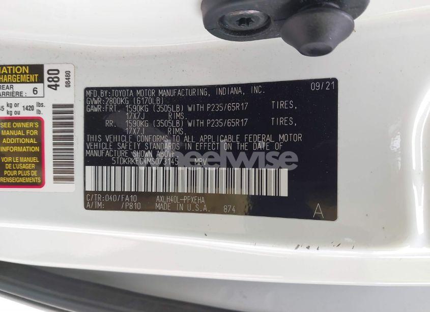 Photo 9 of 2021 Toyota Sienna LE (VIN 5TDKRKEC4MS073145)