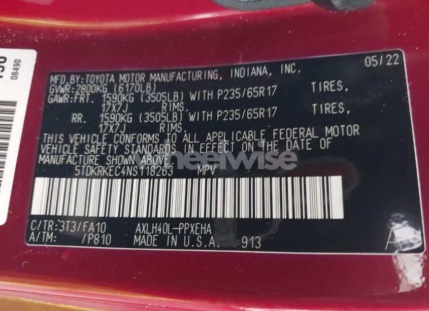 Photo 9 of 2022 Toyota Sienna LE (VIN 5TDKRKEC4NS118263)