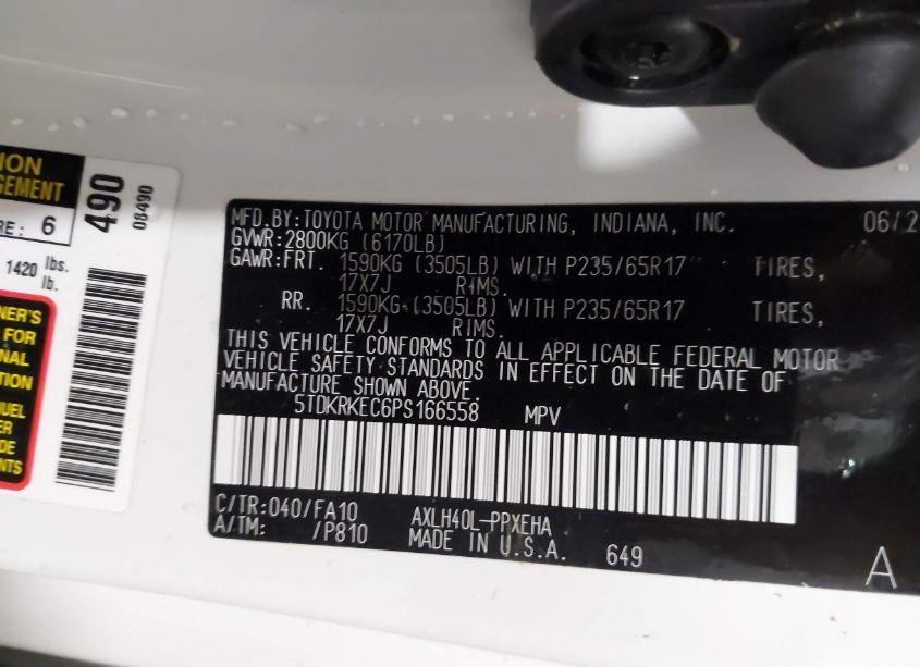 Photo 9 of 2023 Toyota Sienna LE (VIN 5TDKRKEC6PS166558)