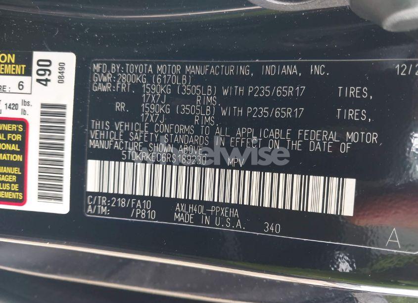 Photo 9 of 2024 Toyota Sienna LE (VIN 5TDKRKEC6RS189230)