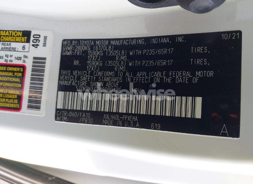 Photo 9 of 2022 Toyota Sienna LE (VIN 5TDKRKEC7NS080138)