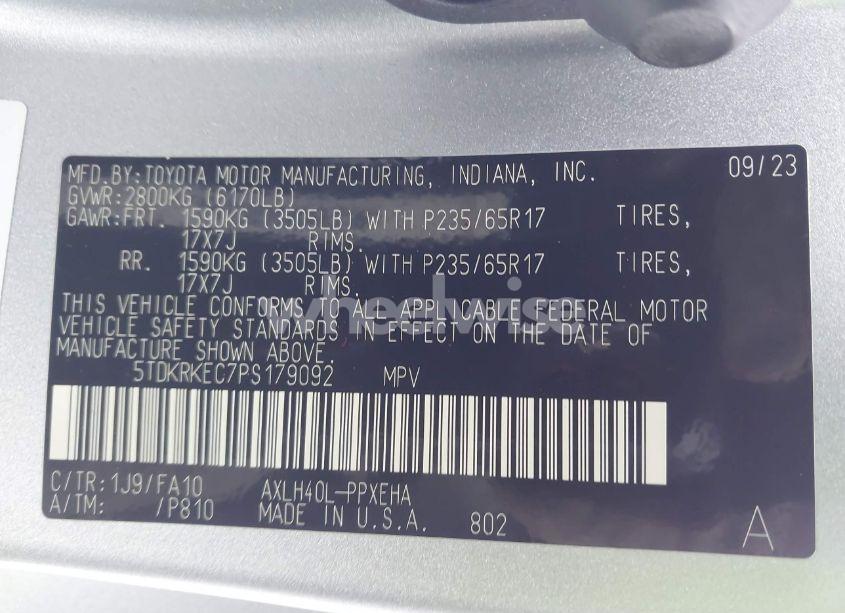 Photo 9 of 2023 Toyota Sienna LE (VIN 5TDKRKEC7PS179092)
