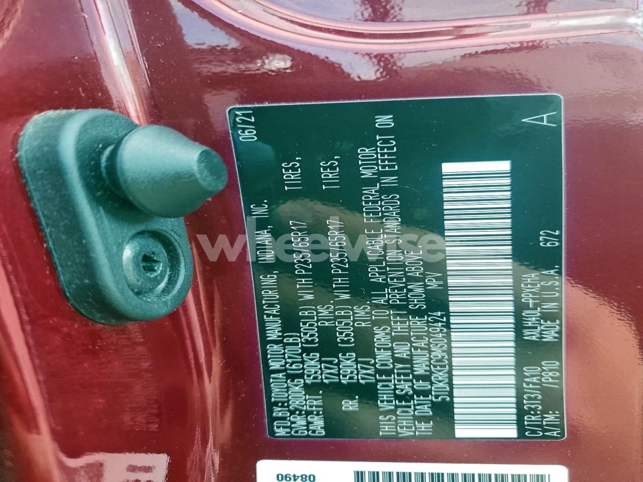 Photo 13 of 2021 TOYOTA SIENNA LE (VIN 5TDKRKEC9MS049424)