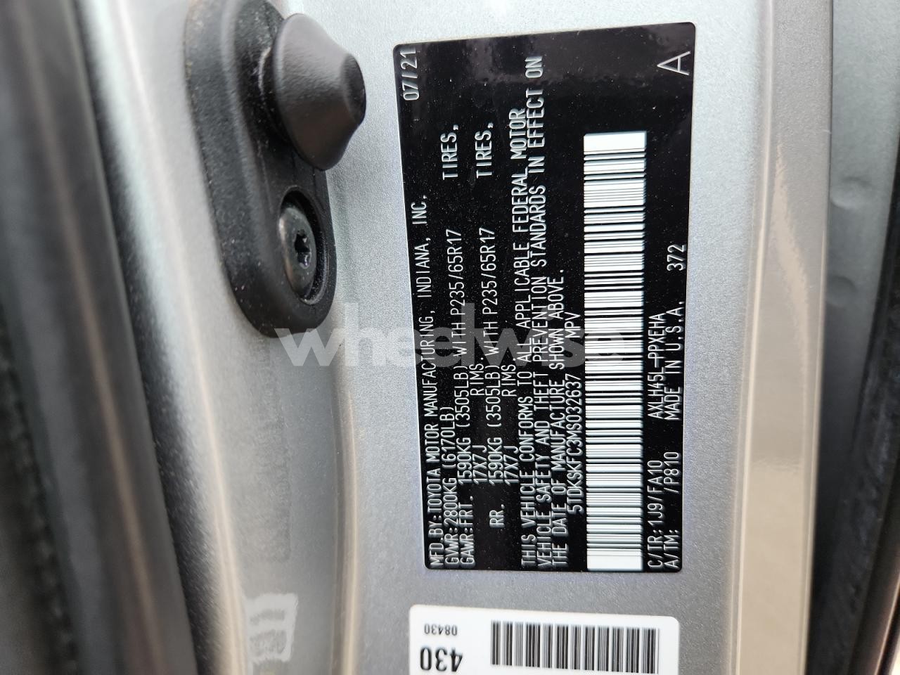 Photo 14 of 2021 TOYOTA SIENNA LE (VIN 5TDKSKFC3MS032637)