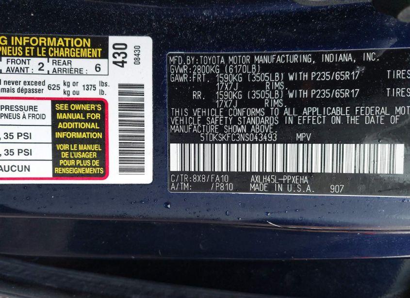 Photo 9 of 2022 Toyota Sienna LE (VIN 5TDKSKFC3NS043493)