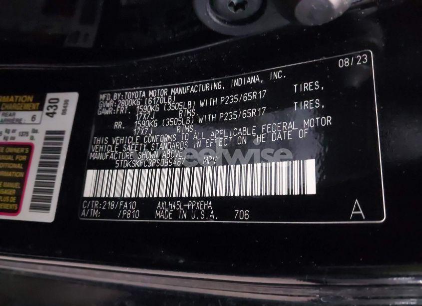 Photo 9 of 2023 Toyota Sienna LE (VIN 5TDKSKFC3PS099467)