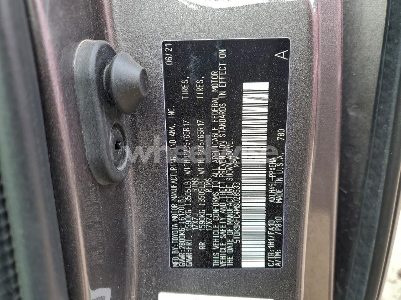 Photo 13 of 2021 TOYOTA SIENNA LE (VIN 5TDKSKFC4MS028533)