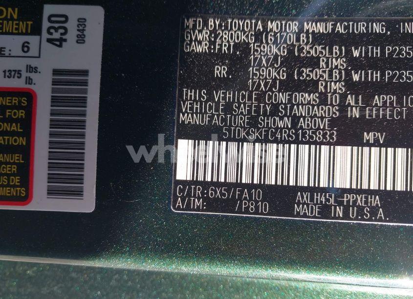 Photo 9 of 2024 Toyota Sienna LE (VIN 5TDKSKFC4RS135833)