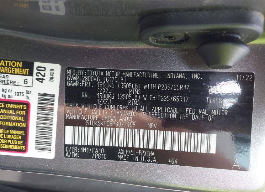 Photo 9 of 2023 Toyota Sienna LE (VIN 5TDKSKFC8PS077495)