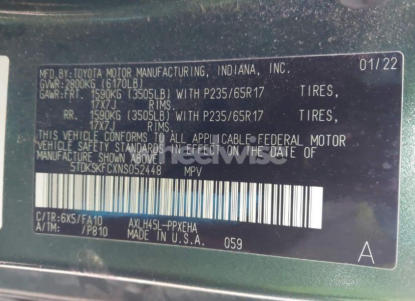 Photo 9 of 2022 Toyota Sienna LE (VIN 5TDKSKFCXNS052448)