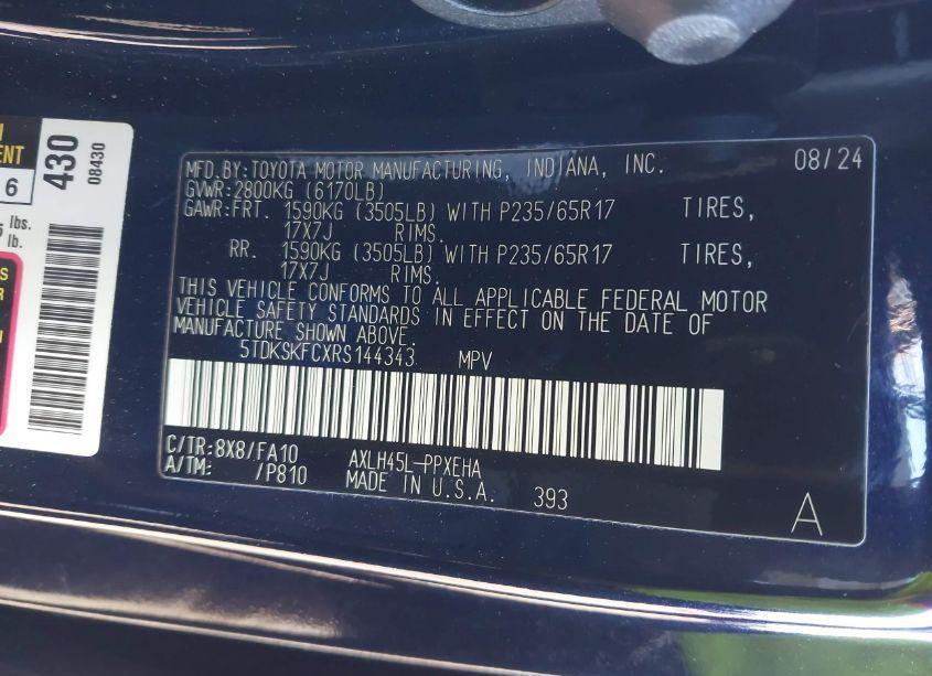 Photo 9 of 2024 Toyota Sienna LE (VIN 5TDKSKFCXRS144343)