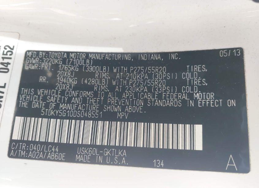 Photo 9 of 2013 Toyota Sequoia LIMITED 5.7L V8 (VIN 5TDKY5G10DS048551)