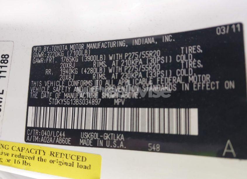 Photo 9 of 2011 Toyota Sequoia LIMITED 5.7L V8 (VIN 5TDKY5G13BS034897)