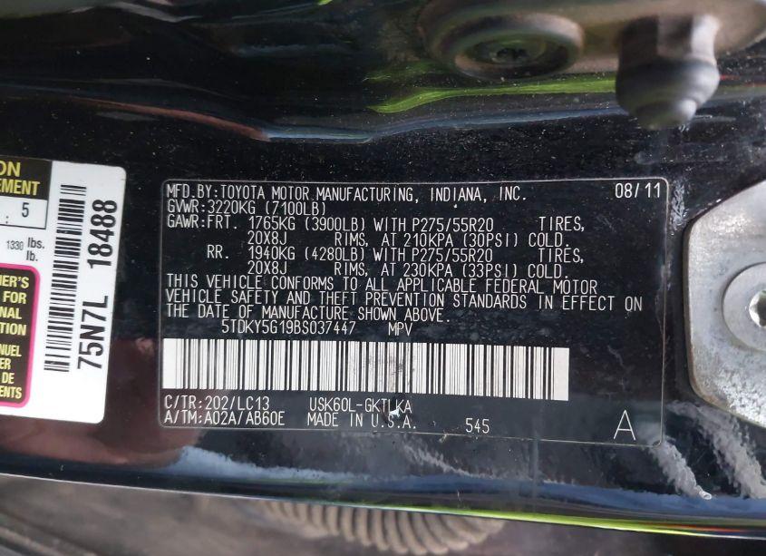 Photo 9 of 2011 Toyota Sequoia LIMITED 5.7L V8 (VIN 5TDKY5G19BS037447)