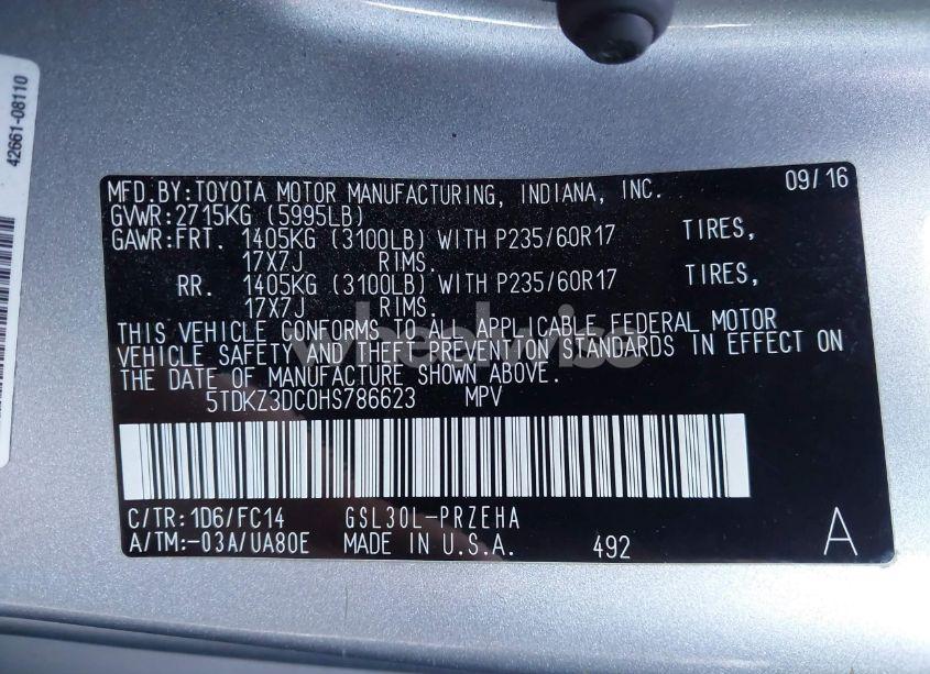 Photo 9 of 2017 Toyota Sienna LE 8 PASSENGER (VIN 5TDKZ3DC0HS786623)