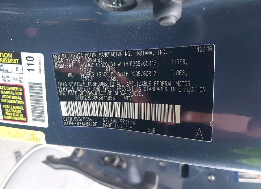 Photo 9 of 2017 Toyota Sienna LE 8 PASSENGER (VIN 5TDKZ3DC0HS811858)