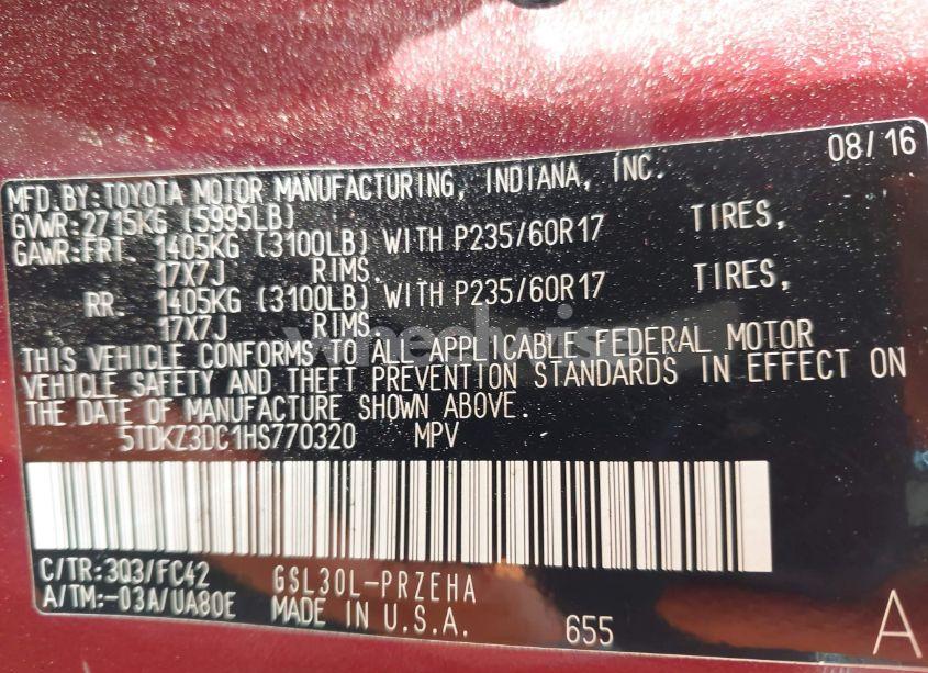 Photo 9 of 2017 Toyota Sienna LE 8 PASSENGER (VIN 5TDKZ3DC1HS770320)