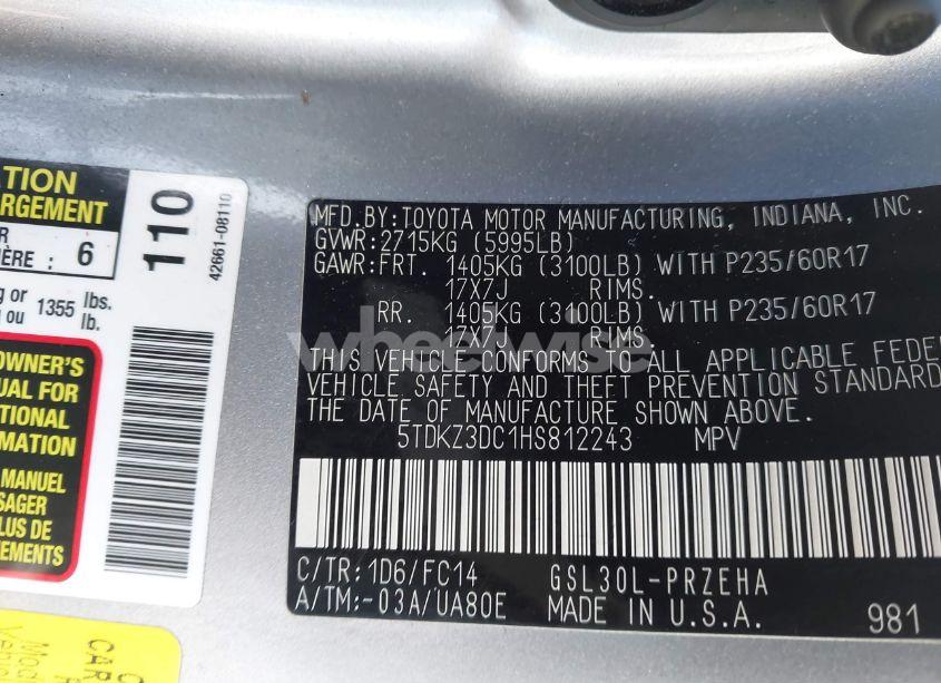 Photo 9 of 2017 Toyota Sienna LE 8 PASSENGER (VIN 5TDKZ3DC1HS812243)