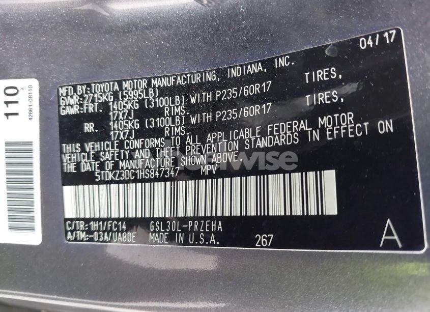 Photo 9 of 2017 Toyota Sienna LE 8 PASSENGER (VIN 5TDKZ3DC1HS847347)