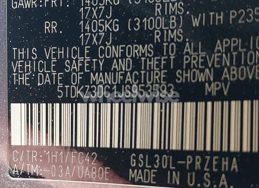 Photo 9 of 2018 Toyota Sienna LE 8 PASSENGER (VIN 5TDKZ3DC1JS953593)