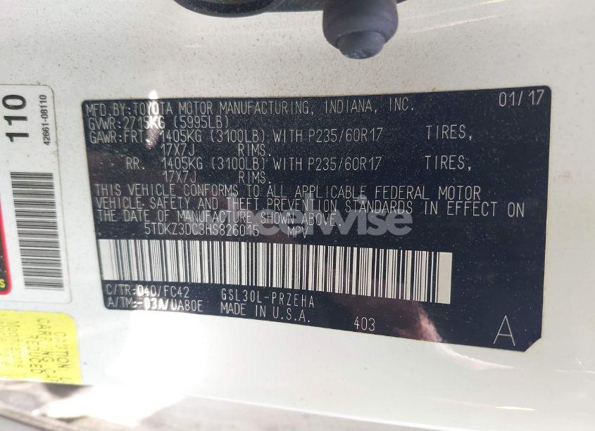 Photo 9 of 2017 Toyota Sienna LE 8 PASSENGER (VIN 5TDKZ3DC3HS826015)