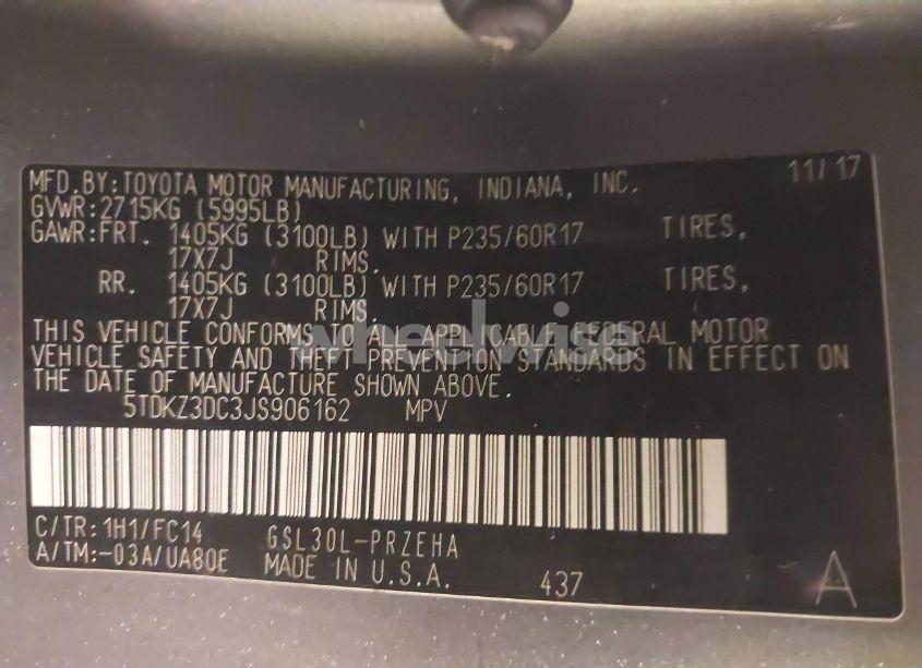 Photo 9 of 2018 Toyota Sienna LE 8 PASSENGER (VIN 5TDKZ3DC3JS906162)