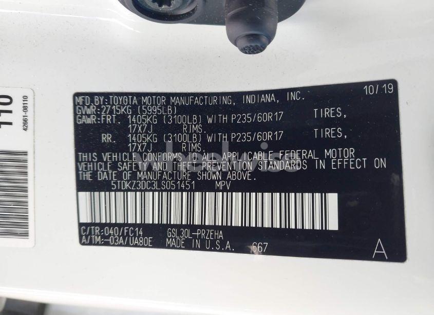 Photo 9 of 2020 Toyota Sienna LE (VIN 5TDKZ3DC3LS051451)