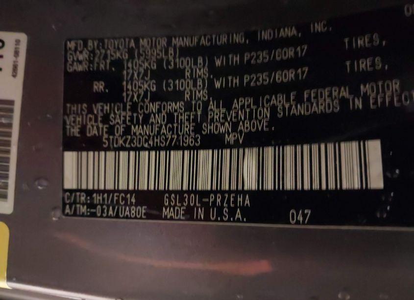 Photo 9 of 2017 Toyota Sienna LE 8 PASSENGER (VIN 5TDKZ3DC4HS771963)