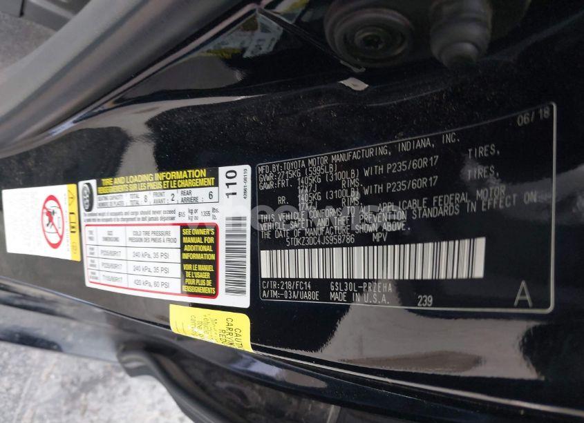 Photo 9 of 2018 Toyota Sienna LE 8 PASSENGER (VIN 5TDKZ3DC4JS958786)