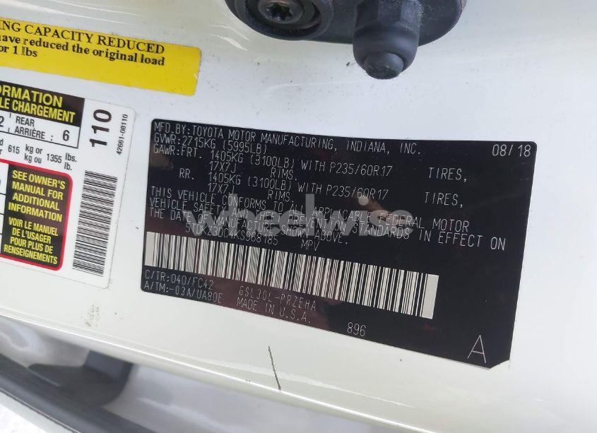 Photo 9 of 2019 Toyota Sienna LE 8 PASSENGER (VIN 5TDKZ3DC4KS968185)