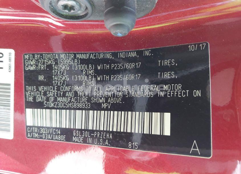 Photo 9 of 2017 Toyota Sienna LE 8 PASSENGER (VIN 5TDKZ3DC5HS898933)