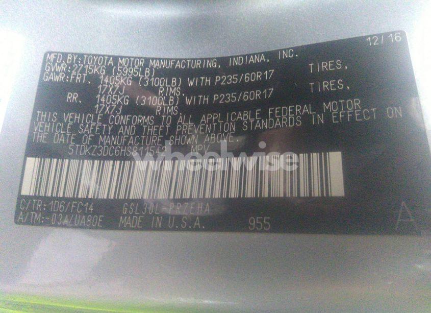 Photo 9 of 2017 Toyota Sienna LE 8 PASSENGER (VIN 5TDKZ3DC6HS811542)