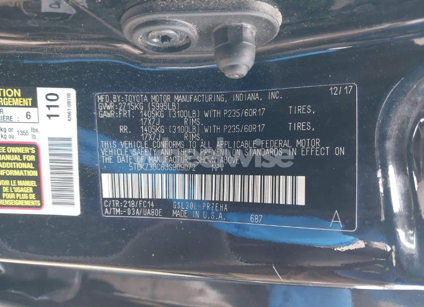 Photo 9 of 2018 Toyota Sienna LE 8 PASSENGER (VIN 5TDKZ3DC6JS909072)