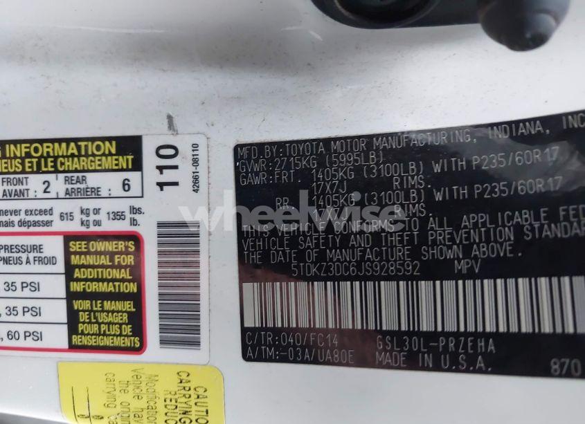 Photo 9 of 2018 Toyota Sienna LE 8 PASSENGER (VIN 5TDKZ3DC6JS928592)