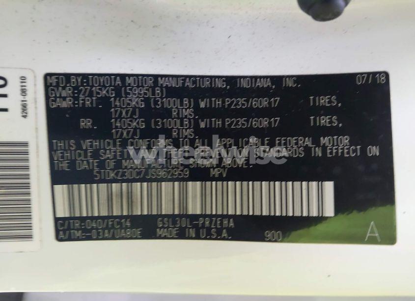 Photo 9 of 2018 Toyota Sienna LE 8 PASSENGER (VIN 5TDKZ3DC7JS962959)