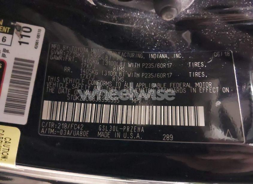 Photo 9 of 2018 Toyota Sienna LE 8 PASSENGER (VIN 5TDKZ3DC8JS956555)