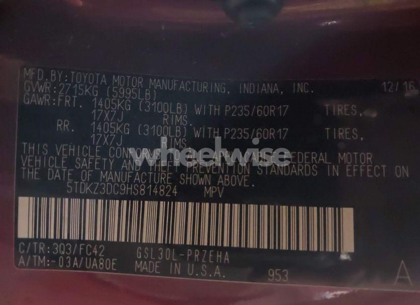 Photo 9 of 2017 Toyota Sienna LE 8 PASSENGER (VIN 5TDKZ3DC9HS814824)