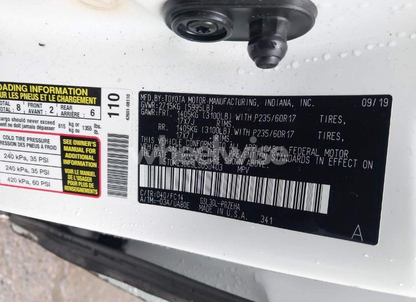Photo 9 of 2020 Toyota Sienna LE (VIN 5TDKZ3DC9LS050403)