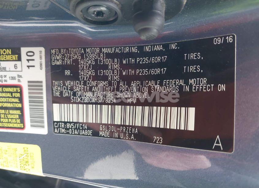 Photo 9 of 2017 Toyota Sienna LE 8 PASSENGER (VIN 5TDKZ3DCXHS778254)