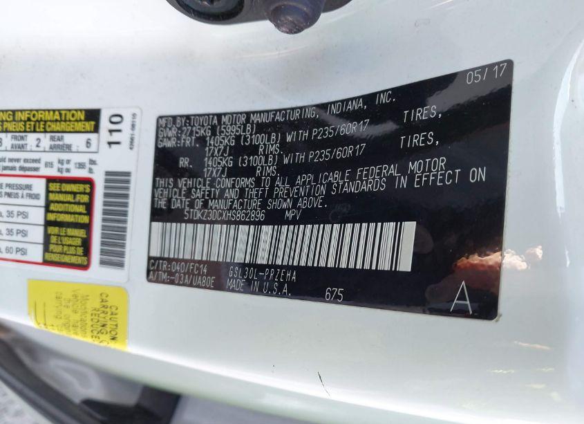 Photo 9 of 2017 Toyota Sienna LE 8 PASSENGER (VIN 5TDKZ3DCXHS862896)