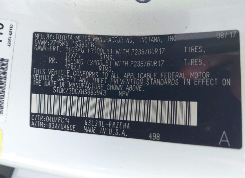 Photo 9 of 2017 Toyota Sienna LE 8 PASSENGER (VIN 5TDKZ3DCXHS883943)