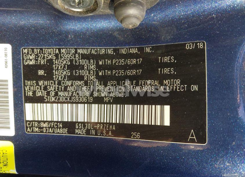 Photo 9 of 2018 Toyota Sienna LE 8 PASSENGER (VIN 5TDKZ3DCXJS930619)