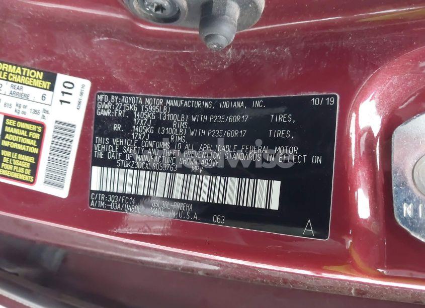 Photo 9 of 2020 Toyota Sienna LE (VIN 5TDKZ3DCXLS053763)