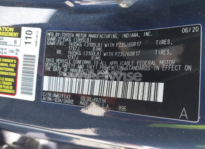 Photo 9 of 2020 Toyota Sienna LE (VIN 5TDKZ3DCXLS073317)