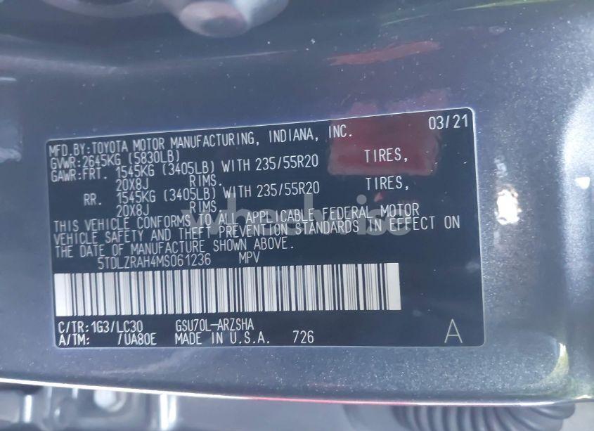 Photo 9 of 2021 Toyota Highlander XSE (VIN 5TDLZRAH4MS061236)