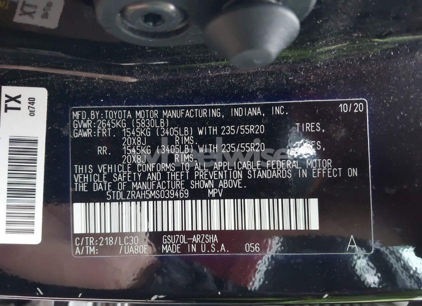 Photo 9 of 2021 Toyota Highlander XSE (VIN 5TDLZRAH5MS039469)